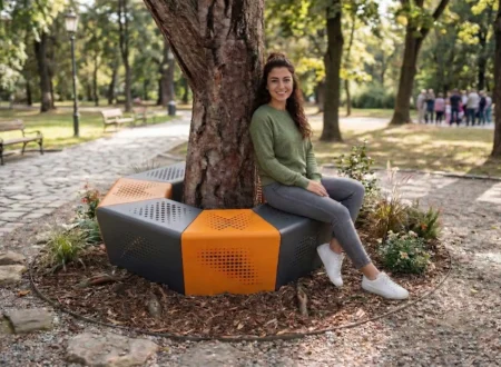 Şehir peyzaj projeleri için modern ve dayanıklı ağaç dibi ızgara oturak sistemi