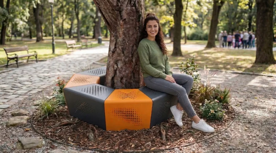 Şehir peyzaj projeleri için modern ve dayanıklı ağaç dibi ızgara oturak sistemi