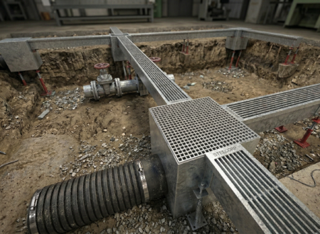 Hijyenik iç mekan uygulamaları için AISI 316 paslanmaz çelik dikdörtgen drenaj kanalı genel görünümü.