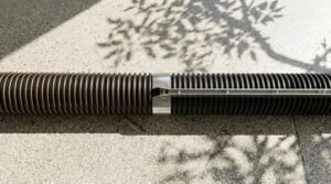 Yüzeyde sadece 10mm boşluk bırakan, yüksek tahliye kapasiteli, paslanmaz çelik veya galvaniz seçenekli modern fuga (slot) drenaj kanalı görseli.