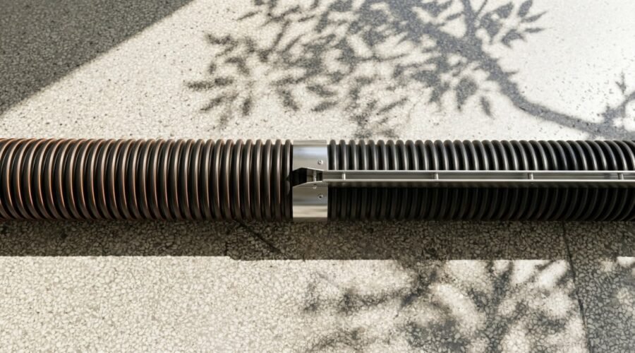 Yüzeyde sadece 10mm boşluk bırakan, yüksek tahliye kapasiteli, paslanmaz çelik veya galvaniz seçenekli modern fuga (slot) drenaj kanalı görseli.