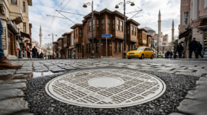 STEECORP menteşeli kompozit rögar kapağı altyapı uygulaması.