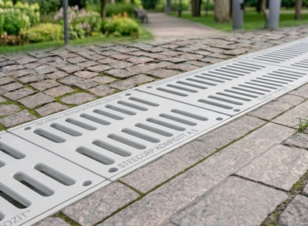 STEECORP kompozit kanal ızgarası ölçüleri ve teknik çizim tablosu.